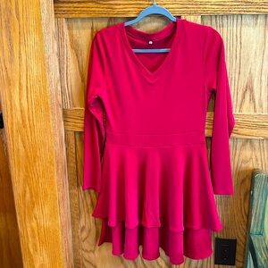 Red Tiered Skirt Dress